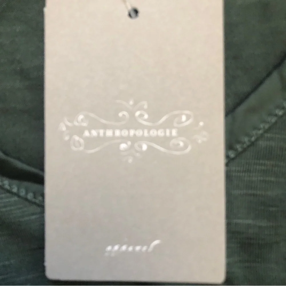 NWT Anthropologie Pure Good Moss Green Satin Trim Silk Feel Top XS Will fit S - Picture 9 of 12
